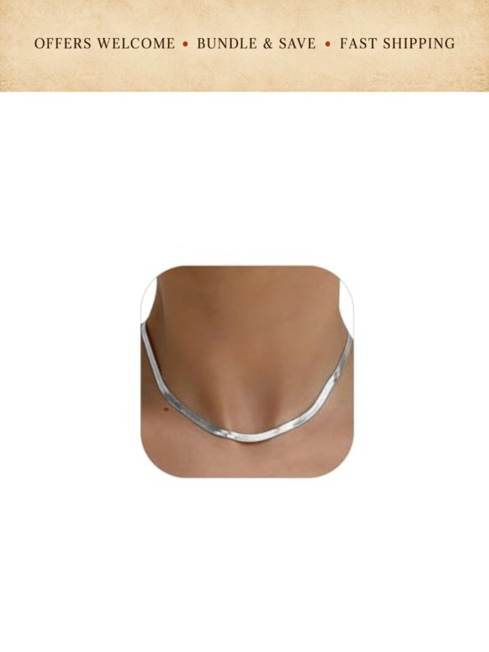 14K Gold Plated Herringbone Choker Necklace Stainless Steel Flat Snake Chain